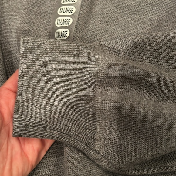 Gray Crewneck Sweater with Quarter-Zip Collar - Picture 5 of 6